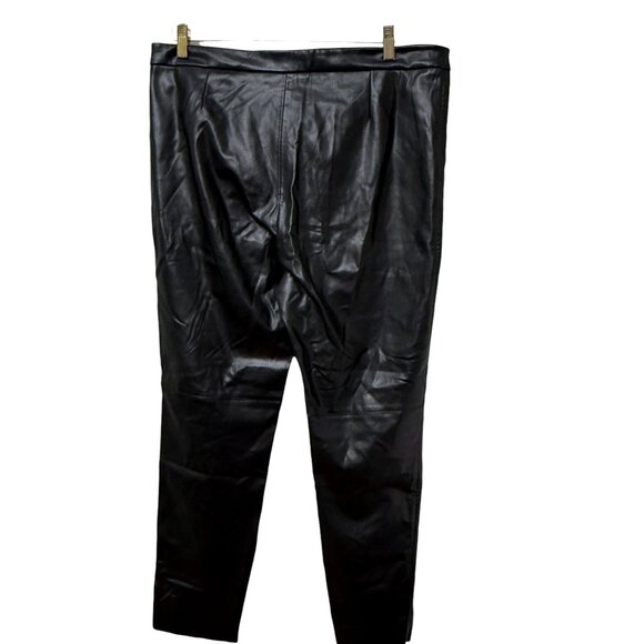 ZARA Faux Leather Black Pants XXL Womens Slim Ankle Modern Moto  NWT - Picture 3 of 12